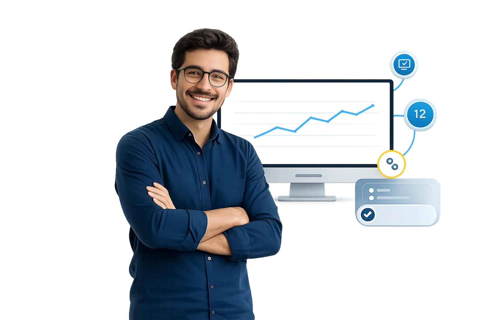 Bilgisayarında finansal süreçlerini inceleyen işletme sahibi